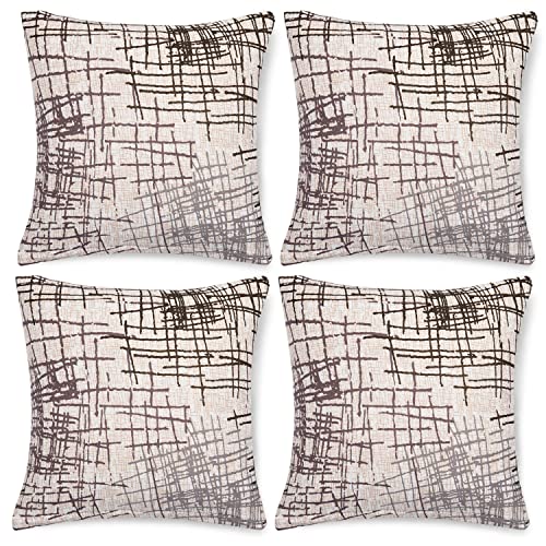 Image of HOKIPO Polyester Blend Stretchable Cushion Cover for Sofa 16 inch x 16 inch, Pack of 4 (AR-4098-D7*4),Multicolor