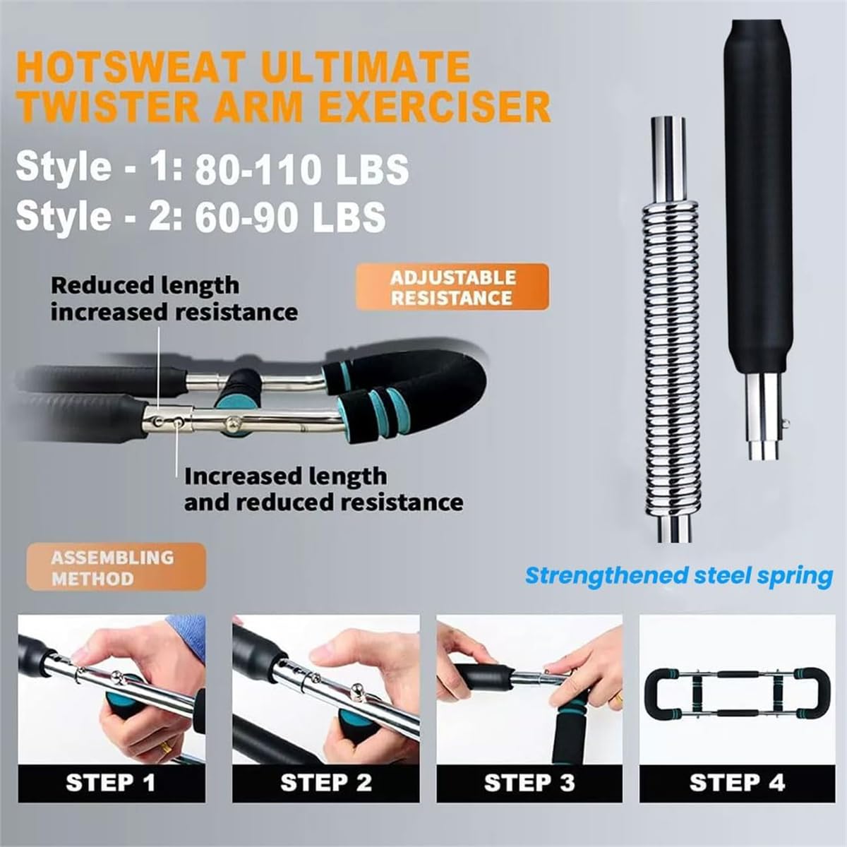 Clingman Crush Chest Trainer, Twister Arm Trainer - Adjustable 60-100lb Chest & Arm Trainer, Portable Chest Workout Equipment, Arm Exerciser for Upper Body Strength Training,for Home Gym