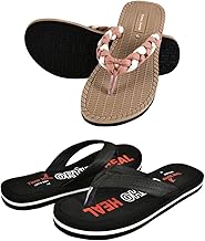 Women's Flip Flop Sandals Combo Pack, Orthopedic Sock Proof Multicolor Braided and Casual Beach Slippers, 2 Pairs