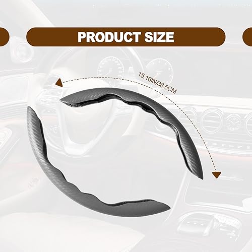 Miniatura 7 de Accesorios para el interior del coche Cubierta del volante de mariposa Cubierta del volante de fibra de carbono antideslizante (negro)