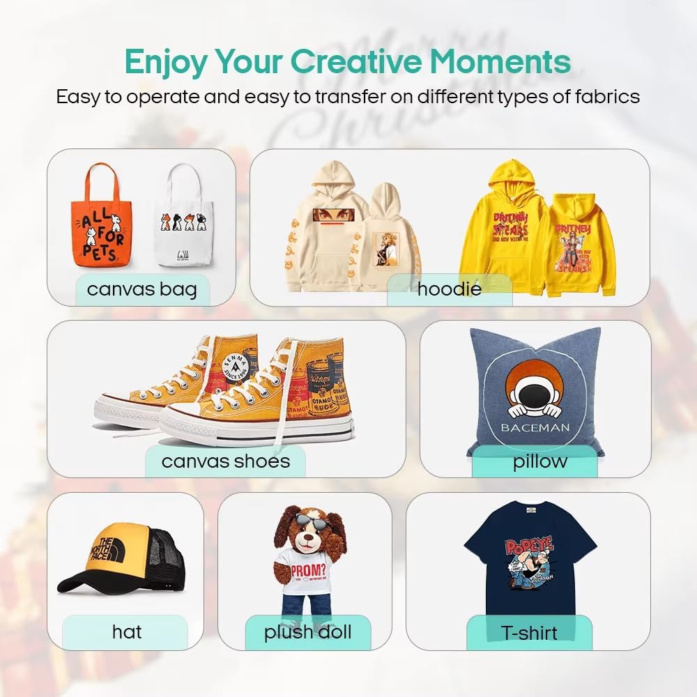 Examples of items printed with DTF technology