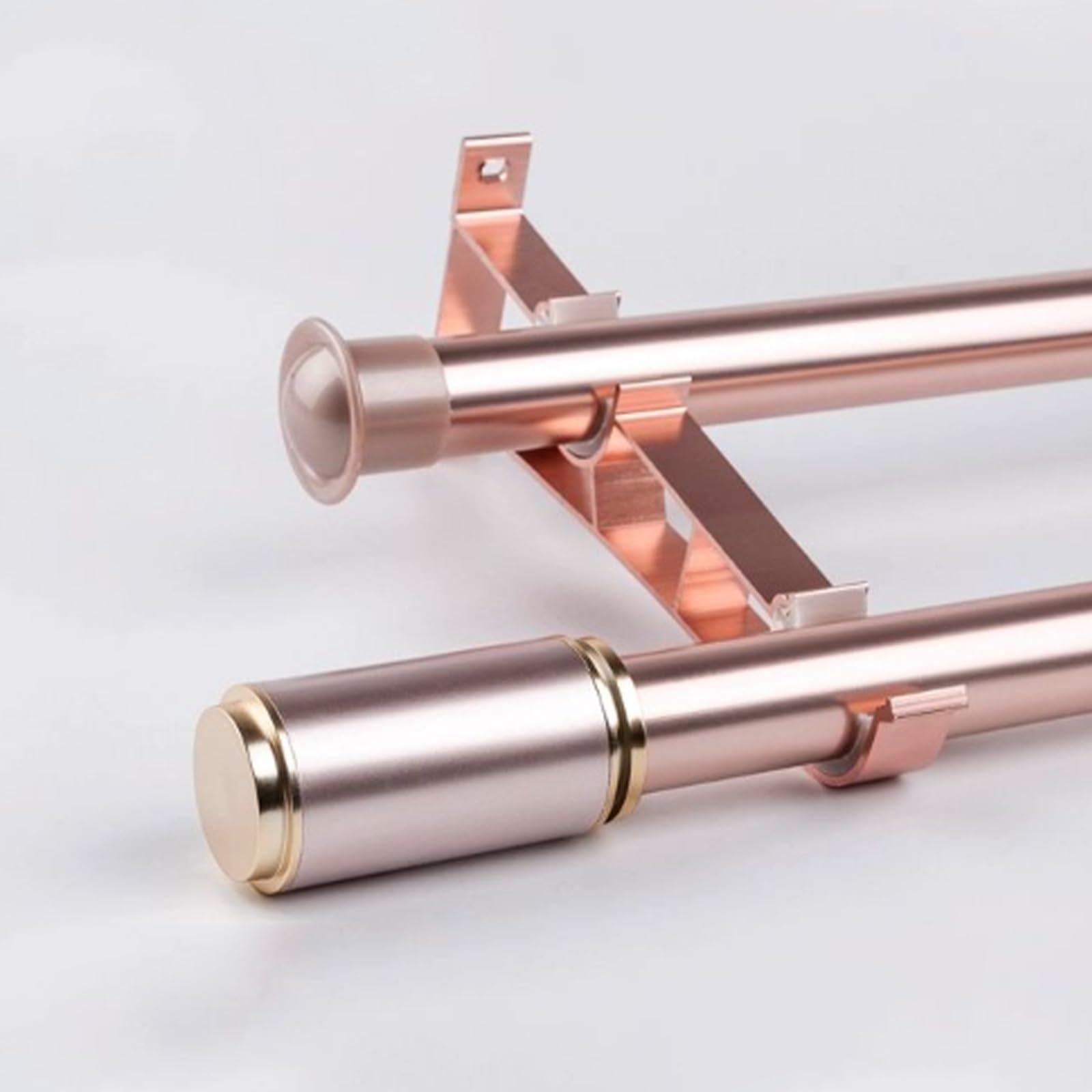 Tringle double de 4,1 m avec extrémité en aluminium C et supports ronds – Parfait pour les rideaux et les ains et robuste pour la décoration de la maison