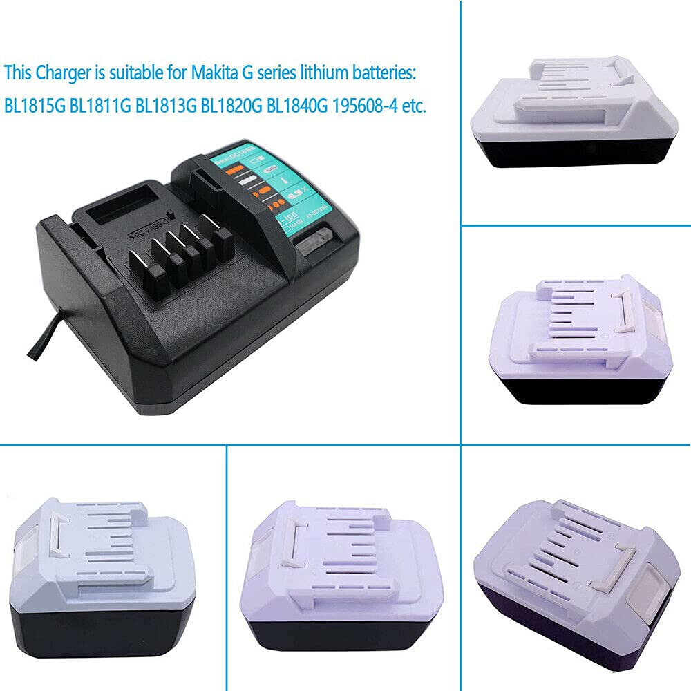 Ładowarka do Makita DC18WA 14,4-18 V z 2 x 18 V 2,0 Ah BL1813G akumulator do Makita BL1820G BL1815G BL1813G BL1811G 195608-4, Makita HP457D TD127D DF457DWE DK18041 DK18041 DKK18041 DK18041 DKK1 18015