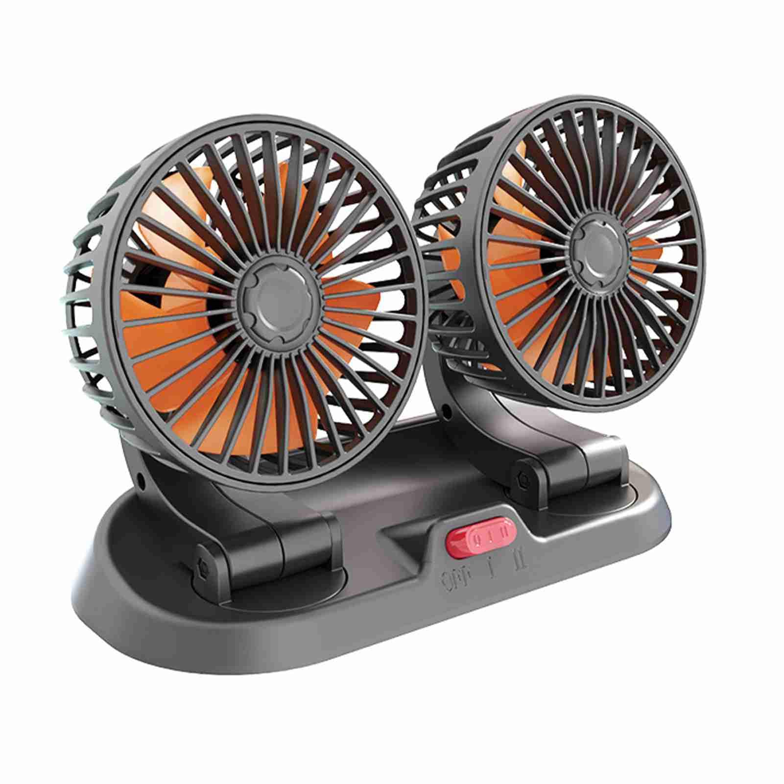 Ventilateur Voiture Ventilateur de Refroidissement de Voiture Double TêTe Connecteur Allume-Cigare RéGlable Circulateur d'air Multifonction pour VéHicules (Type 24V)