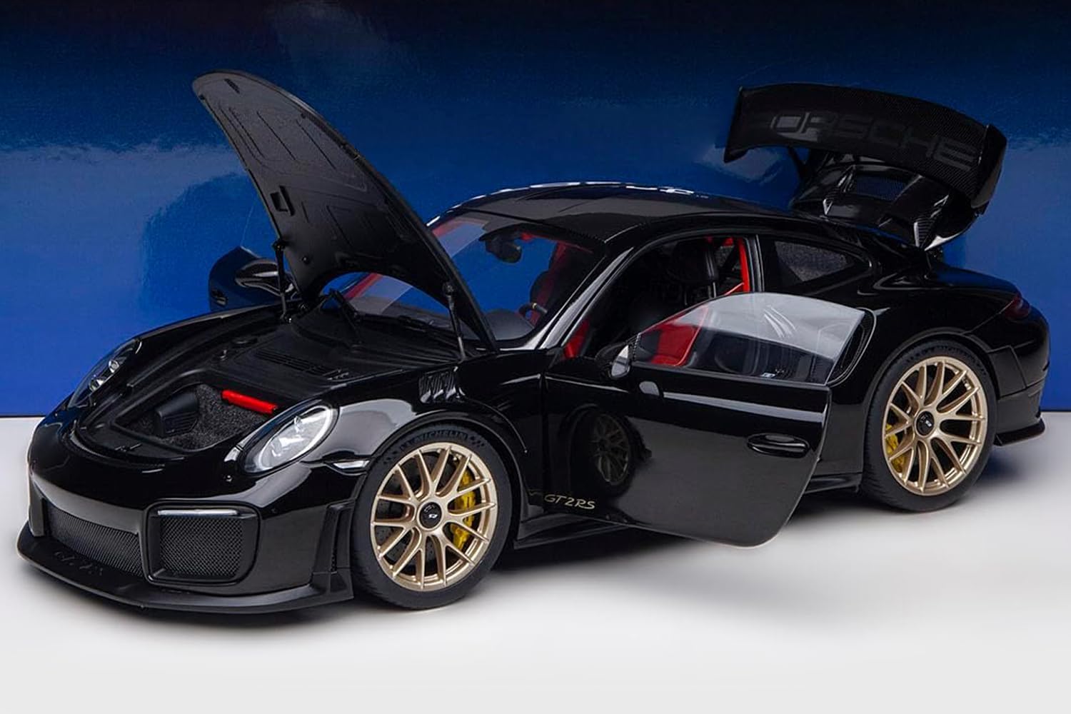 AUTOart 911 (991.2) GT2 RS Weissach Package Black with Carbon Stripes 1/18 Model Car 78186