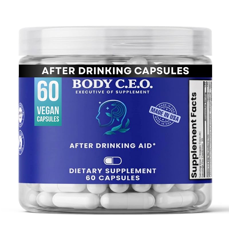 BODY C.E.O. EXECUTIVE OF SUPPLEMENTS Suplemento de Eletrólitos com DHM, cardo-mariano, L-cisteína, pera-espinhosa, gengibre e vitaminas do complexo B, 60 cápsulas vegetarianas