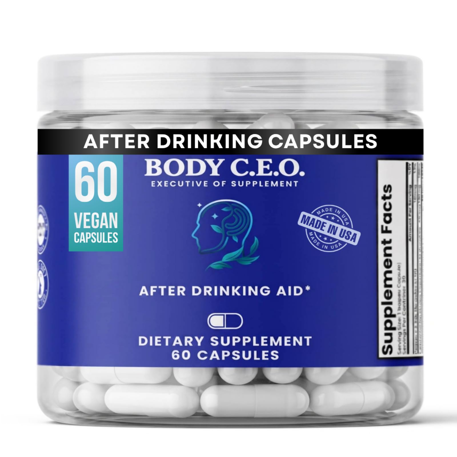 Body C.E.O. After Drinking Aid for Electrolyte Recovery, 60 Veggie Capsules