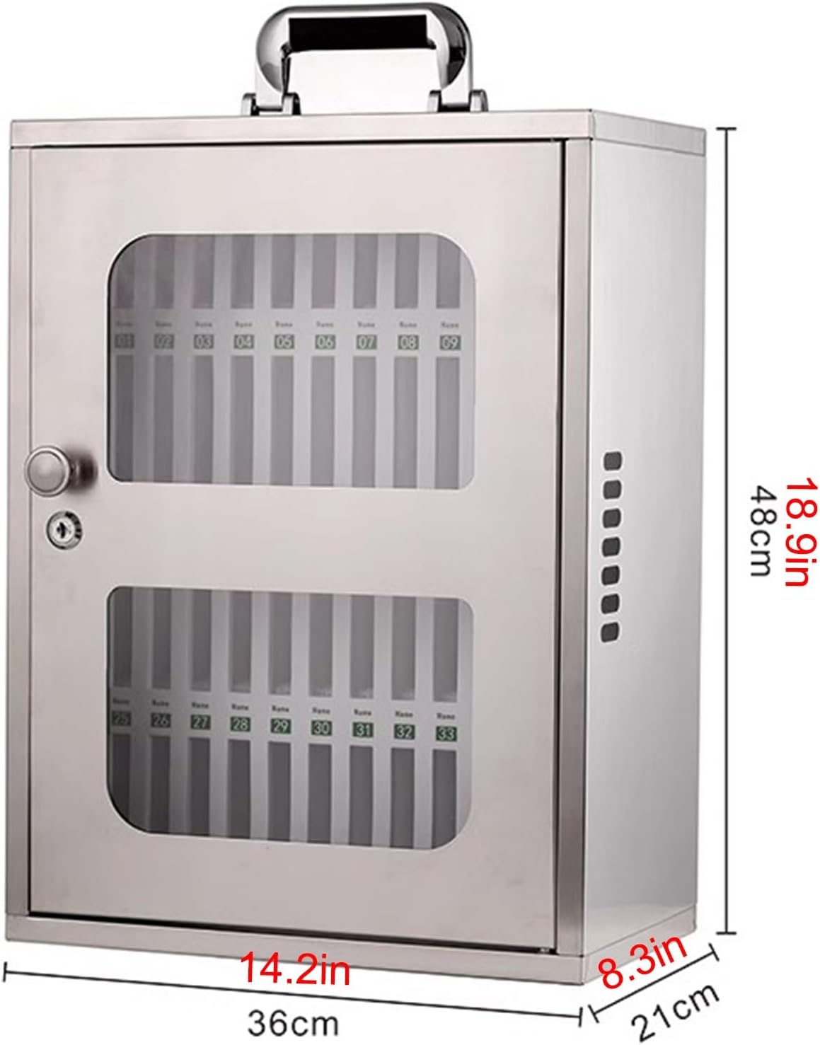 Wall-Mounted Cell Phone Storage Cabinet with Lock, 12 Slot Aluminum Locker, Curved Handle, Easy Installation for Classroom & Factory Use, Secure & Durable Solution