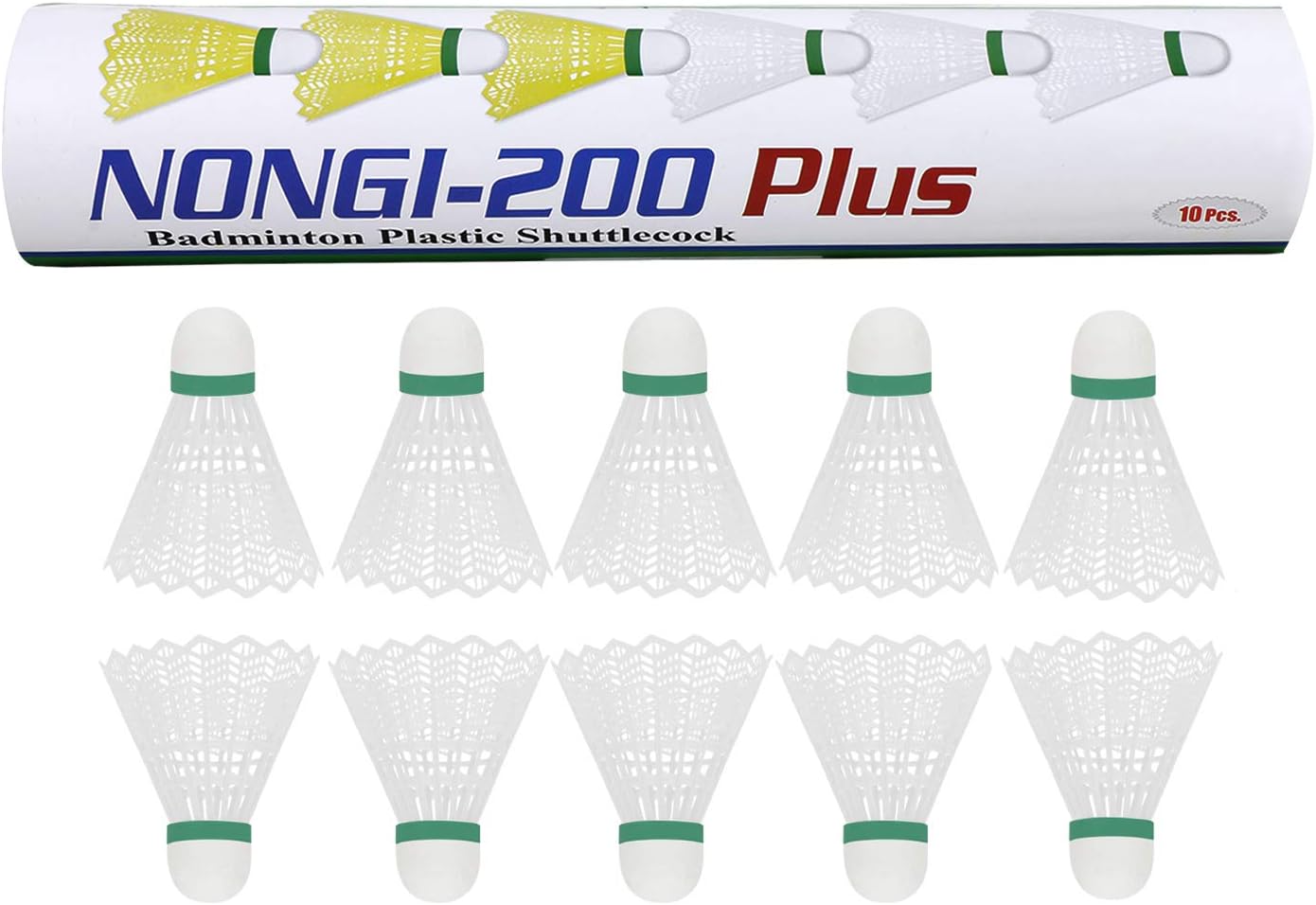 Plus Plastic Badminton Shuttlecock Pack of 10(White)