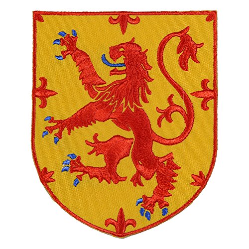 VEGASBEE® Lion Rampant Scottish Coat of Arms Scotland Shield Scots Crest Heritage Embroidered Iron-On Patch Premium Embroidery USA 4