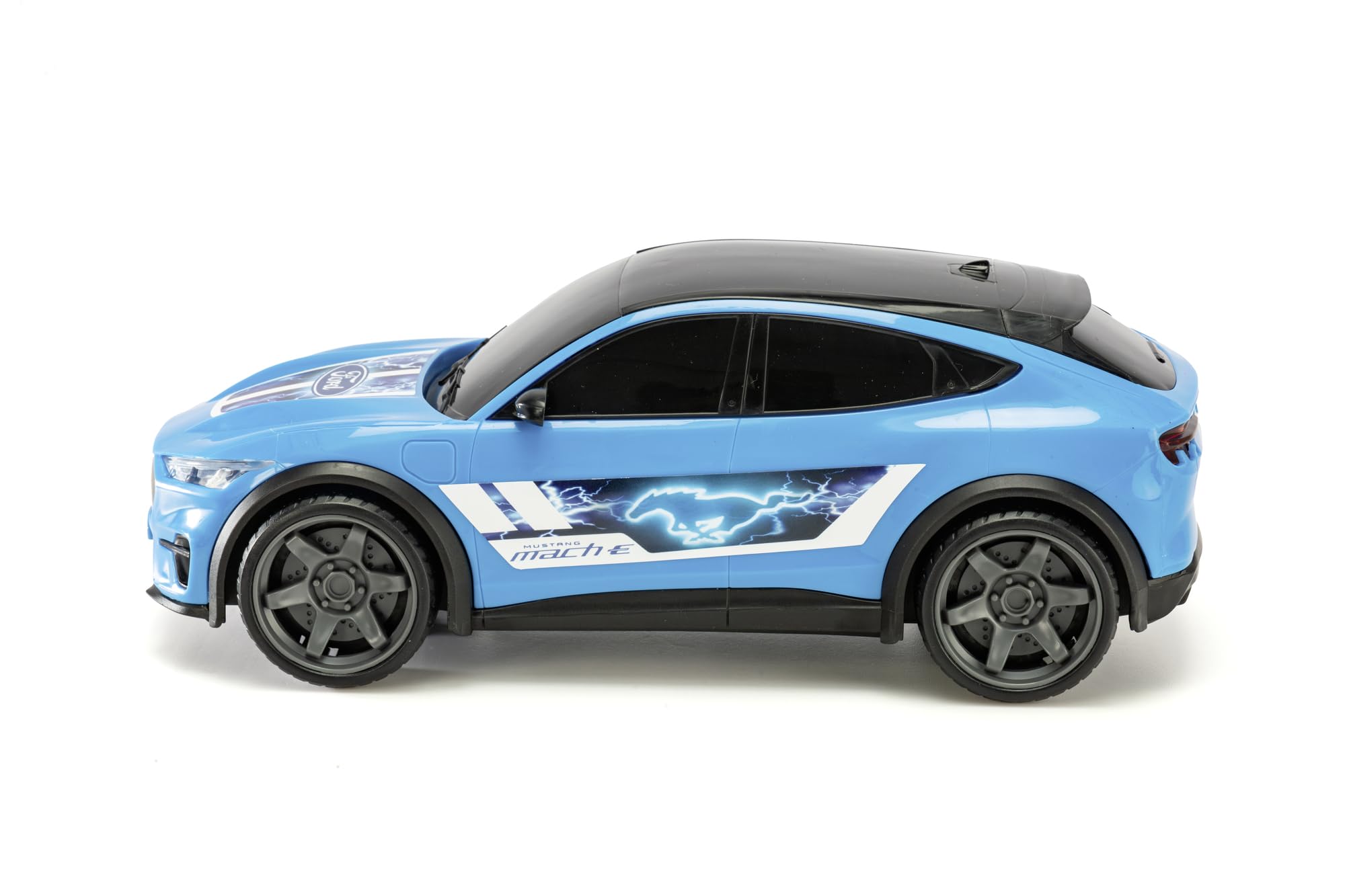 Dickie, Volvo FMX grúa con Coche Ford Mustang Mach-E 54 cm, Rueda Libre, Luces y Sonido, grúa basculante Manual, Zona de Carga, Licencia Volvo, 3 años (203749039)