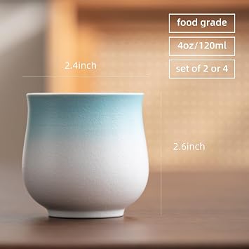 Ceramic Espresso Cups Set 4.5 Oz Cappuccino Cup, Demitasse Cups for Coffee or Tea, Small Latte Coffee cups No Handles(Gradient Blue,4)