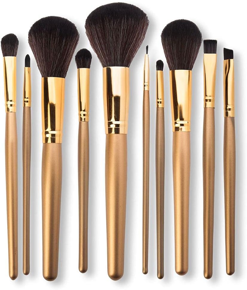 bellapierreCosmetics Professional Brush Set | Cruelty-Free Synthetic Fibers | Faux Leather Gold Brush Case โ 10 Piece Set