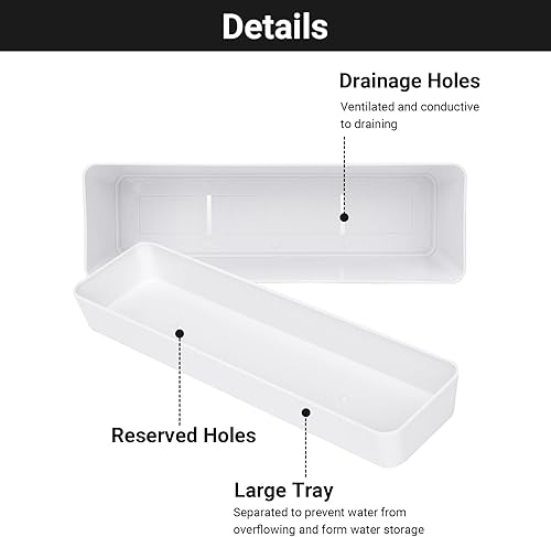 Miniatura 10 de GREANER - Maceta con bandeja para hierbas, 12 x 3.8 pulgadas, maceta rectangular para ventana, para flores o suculentas en interiores, maceta de