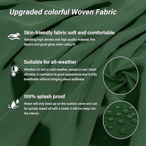 Pakunoda 14 Pcs Outdoor Cushion Covers Patio Cushion Slipcovers Replacement Splash Proof with Zipper for Outdoor Furniture, Patio Sofa Couch 3 Sizes, Green,Covers Only by Pakunoda - Image 6