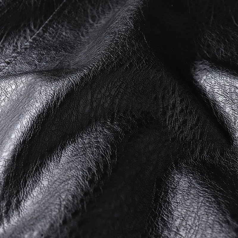 Image of Mens Faux Leather Jacket Full-Zip Stand Collar Outerwear Lightweight Motorcycle Jacket