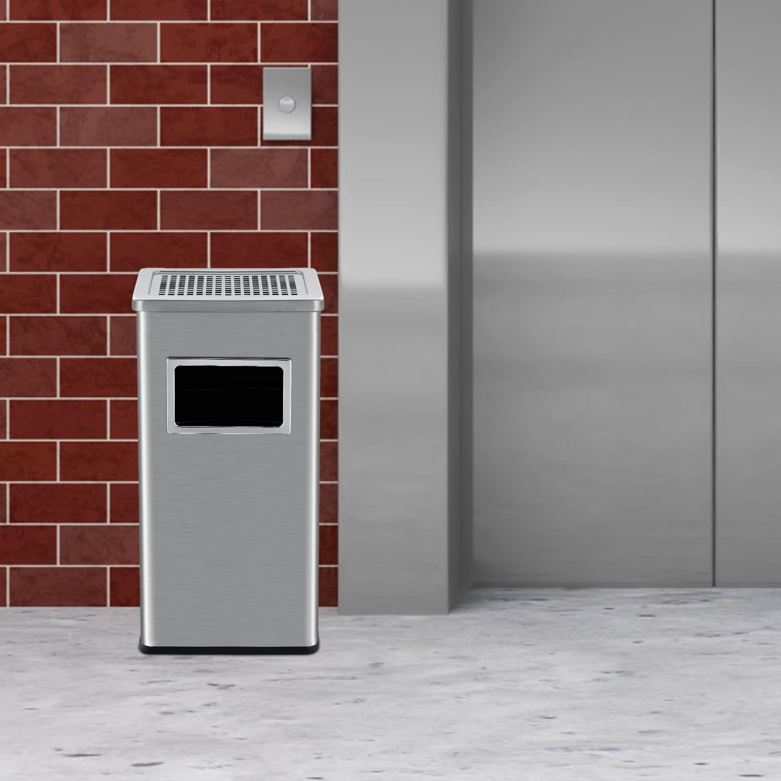 Garvee Papelera cuadrada 30L de acero inoxidable – Tapa hermética, cubo interior extraíble y base antideslizante – Resistente al óxido y fácil de limpiar – Para cocina, oficina, restaurante o exterior