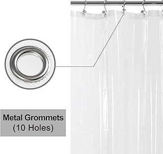 Barossa Design 60 x 72 Inches Shower Curtain Liner with 6 Weighted Magnets, Heavy Duty PEVA, 10 Grommet Holes, Waterproof, PVC Free, Clear, 60x72
