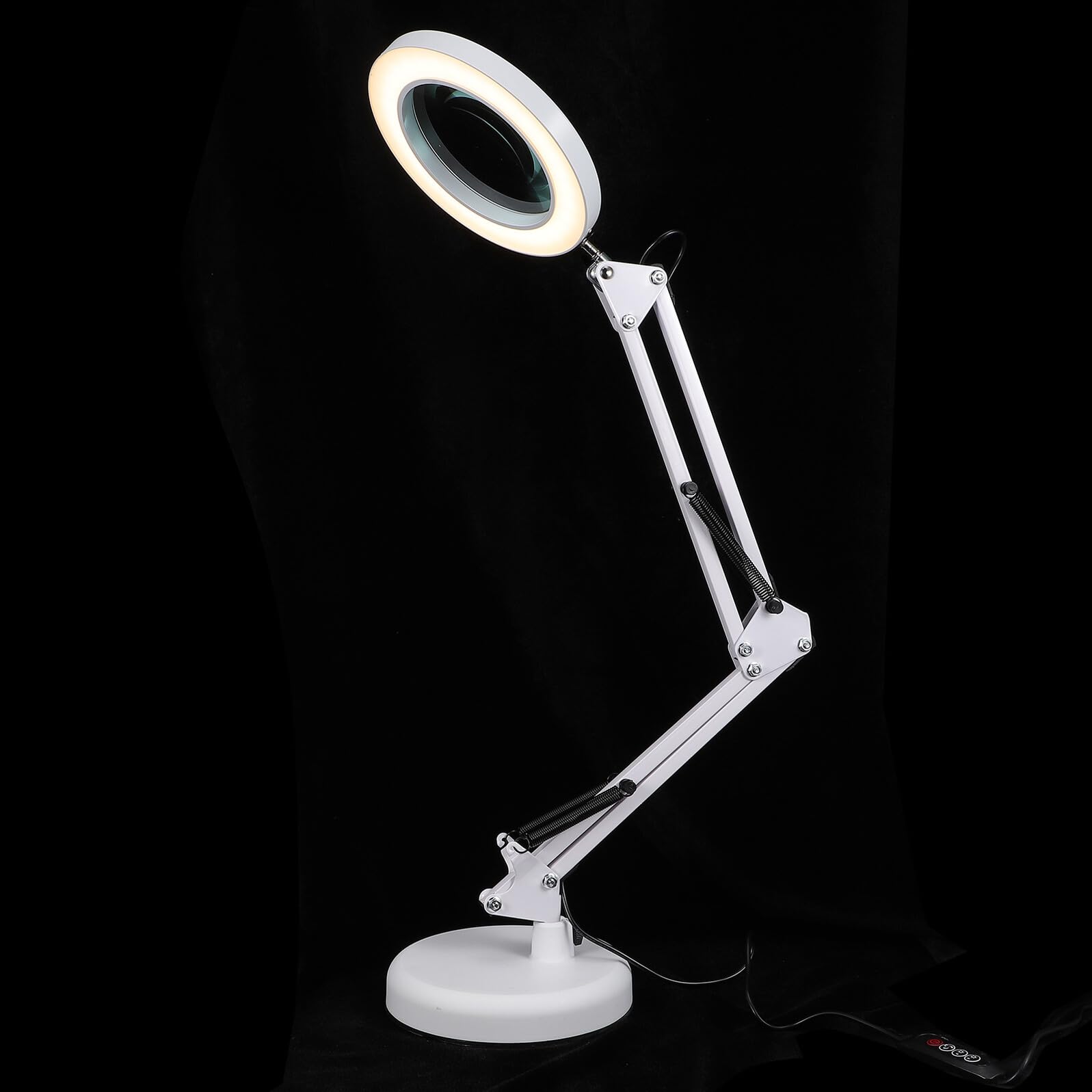 COHEALI Lampada Lente di Ingrandimento 5x LED Pieghevole Braccio Regolabile a 3 Snodi e Supporto a Morsetto in Ferro e Vetro per Lettura e Lavori di Precisione