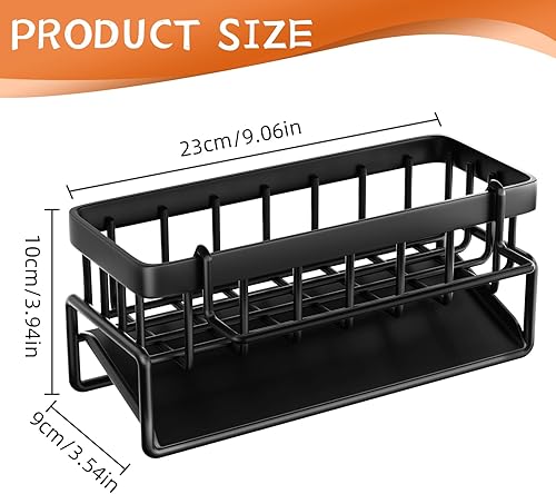 Miniatura 6 de LURVUO Organizador para fregadero de cocina, soporte de esponja para organizador de fregadero de cocina, organizador de esponja de acero inoxidable