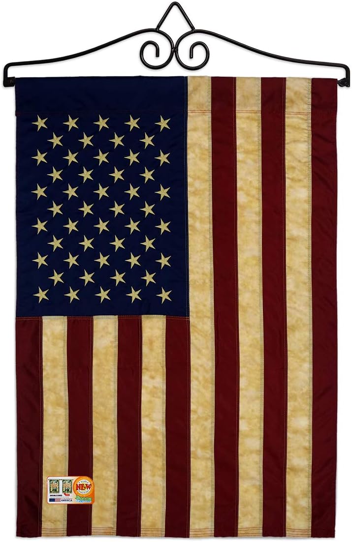 USA Vintage Garden Flag Set Wall Hanger Patriotic Patriotism Independence Memorial United State American Small Decorative Gift Yard House Banner Double-Sided Imported 13 X 18.5