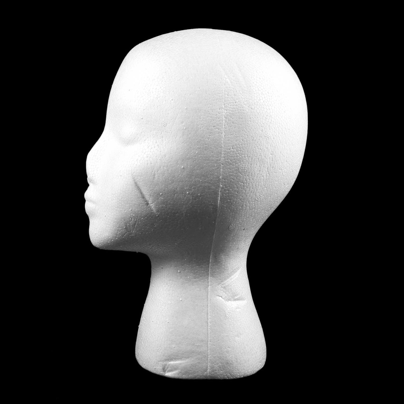Lot de 10 têtes de mannequin en mousse féminine (polystyrène) - 27,5 x 52 cm - Pour casquettes, écouteurs, accessoires pour cheveux et perruques, femmes