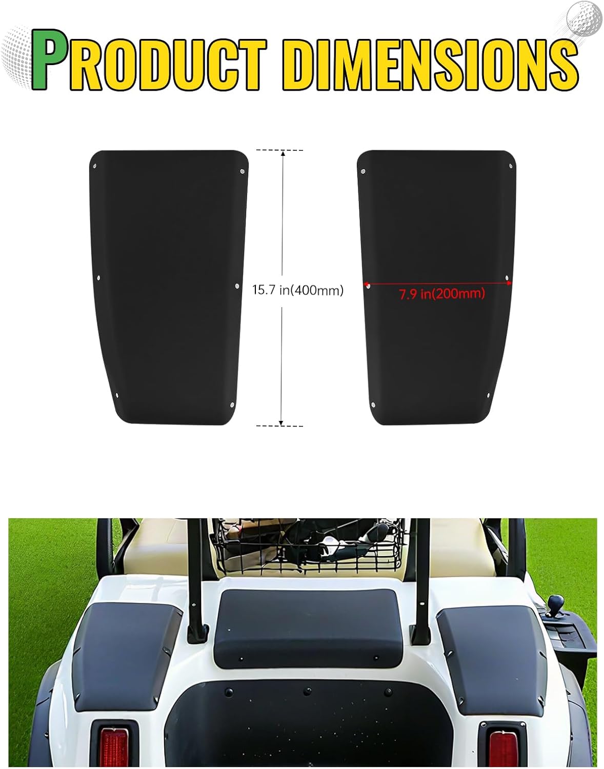 Heavy Duty Steel Scuff Guard Pad Rear Seat Step Cover Compatible with Club Car DS Golf Cart 1981+ Accessories, Protection Panel, OEM #101706702 2pcs (Driver & Passenger Side)