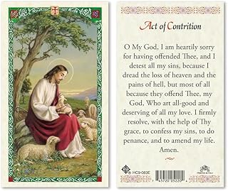 Act of Contrition The Good Shepherd. Laminated 2-Sided Holy Card (3 Cards per Order)