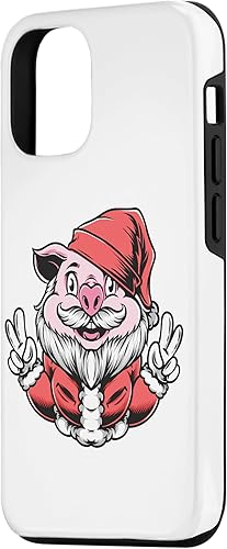 Miniatura 5 de iPhone 12 mini Merry Pigmas Pig Navidad Santa Pig Luces de Navidad Caso de granjero