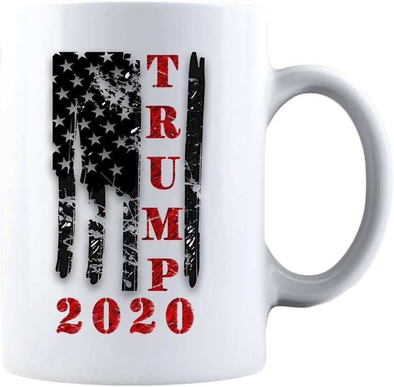 KROPSIS Trump 2020 Vintage Flag Ceramic Coffee Mug White KROPSIS Trump 2020 Vintage Flag Ceramic Coffee Mug White