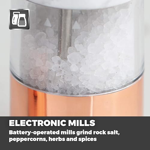 Miniatura 10 de Tower T847003RB Molinillo eléctrico de sal y pimienta, acero inoxidable, cuerpo suave al tacto, oro rosa y negro