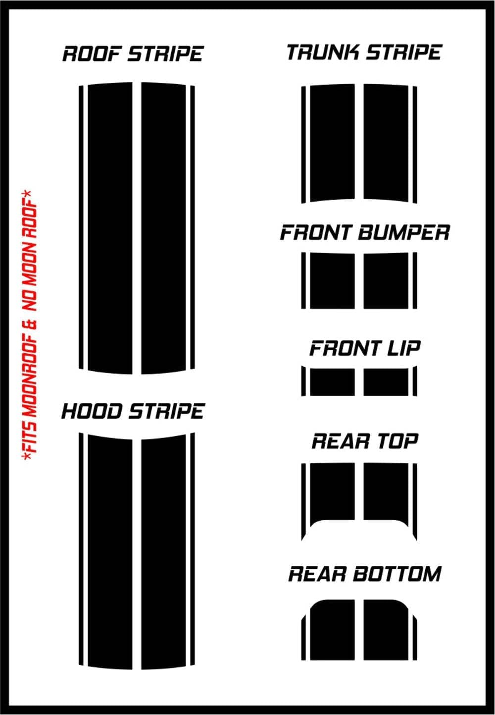 Dual 10" Racing Stripes & Pins Air Release Self Healing Vinyl fits Dodge Charger 2011 to 2022