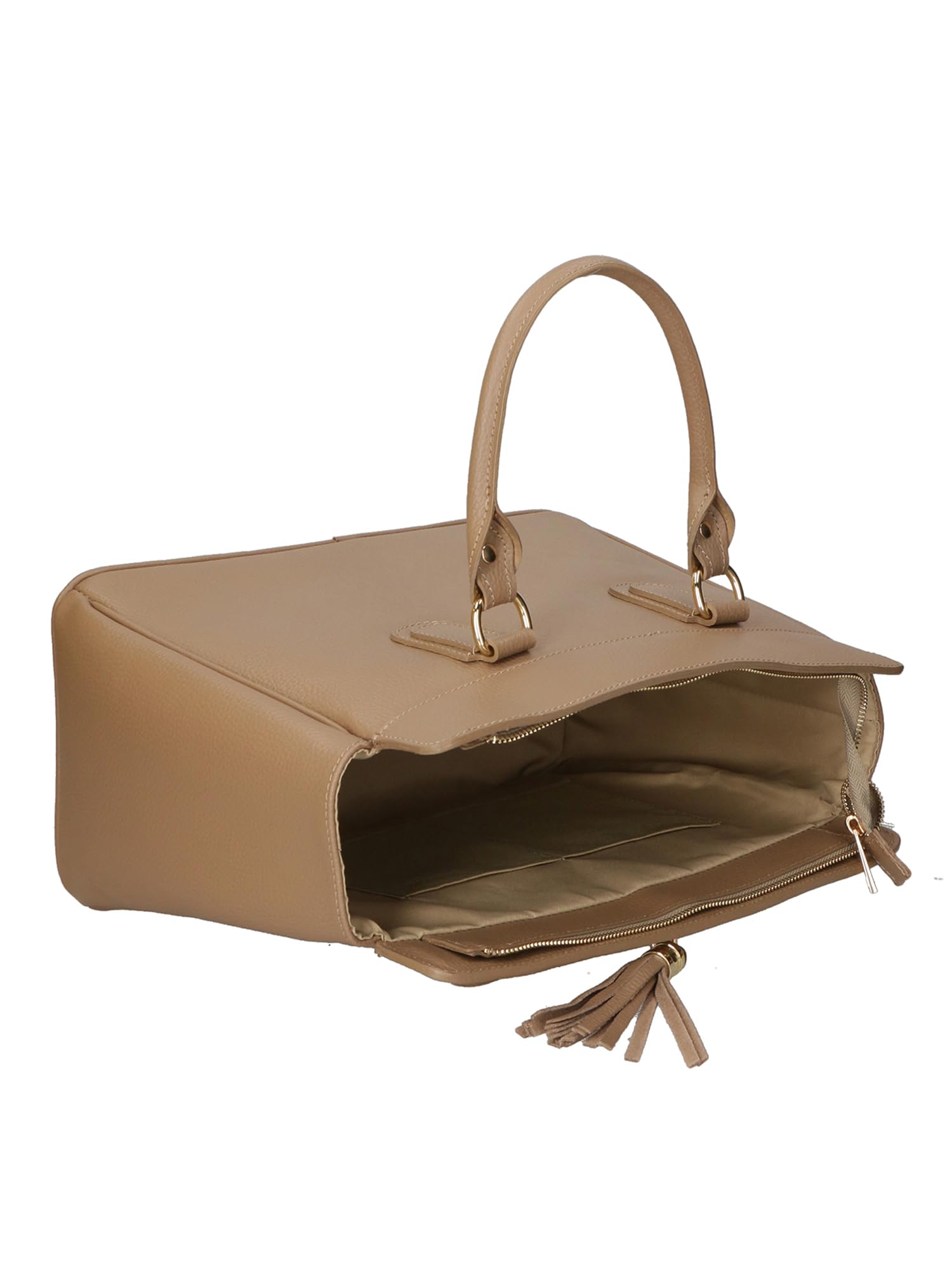 Gave Lux Borsa a mano Elena pelle dollaro Made in Italy - Grigio 37x28x18 cm Dark Taupe