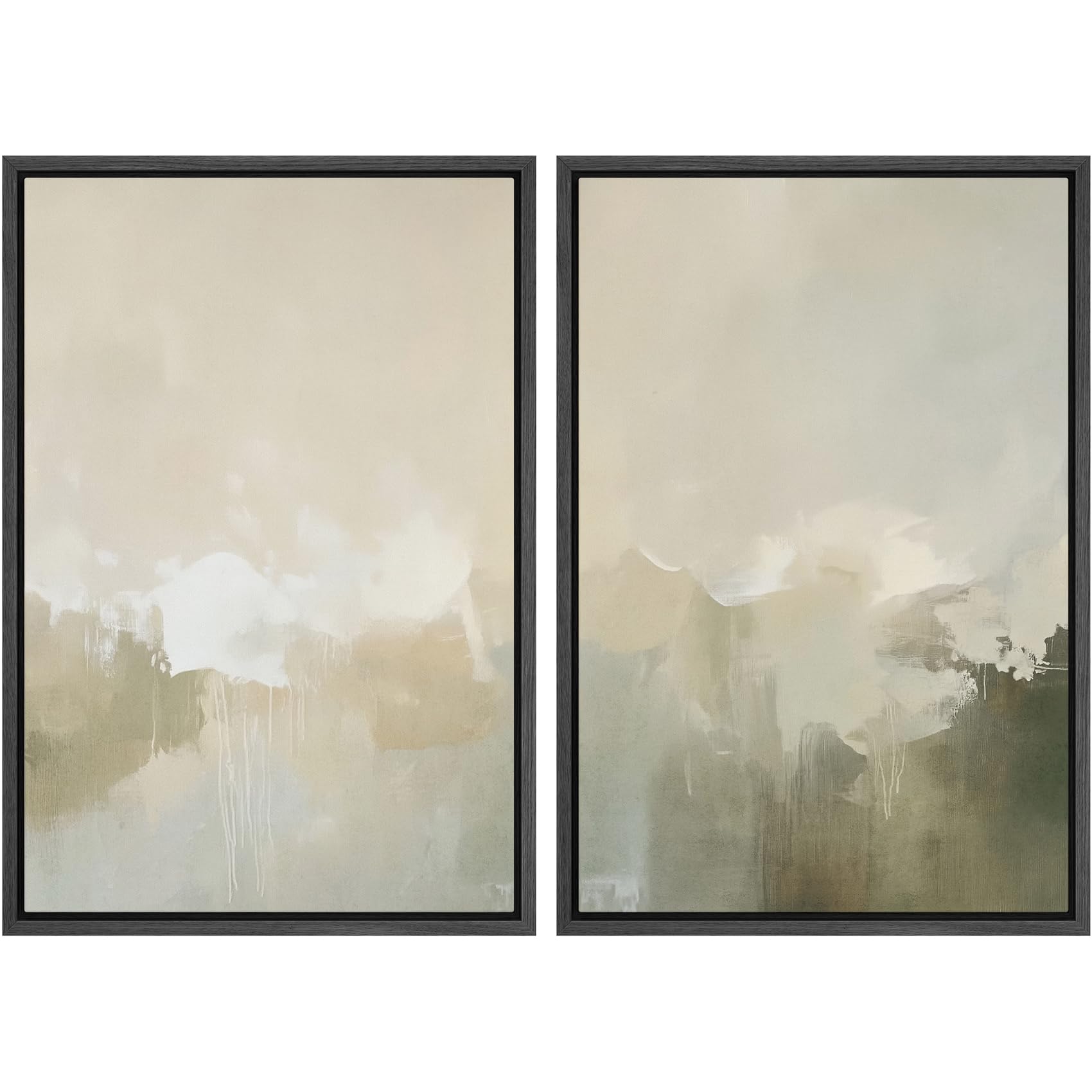 MUDECOR Framed Canvas Print Wall Art Set Watercolor Pastel Green Tan Landscape Abstract Shapes Illustrations Modern Art Decorative Contemporary for Living Room, Bedroom, Office - 16"x24"x2 Natural — view 19