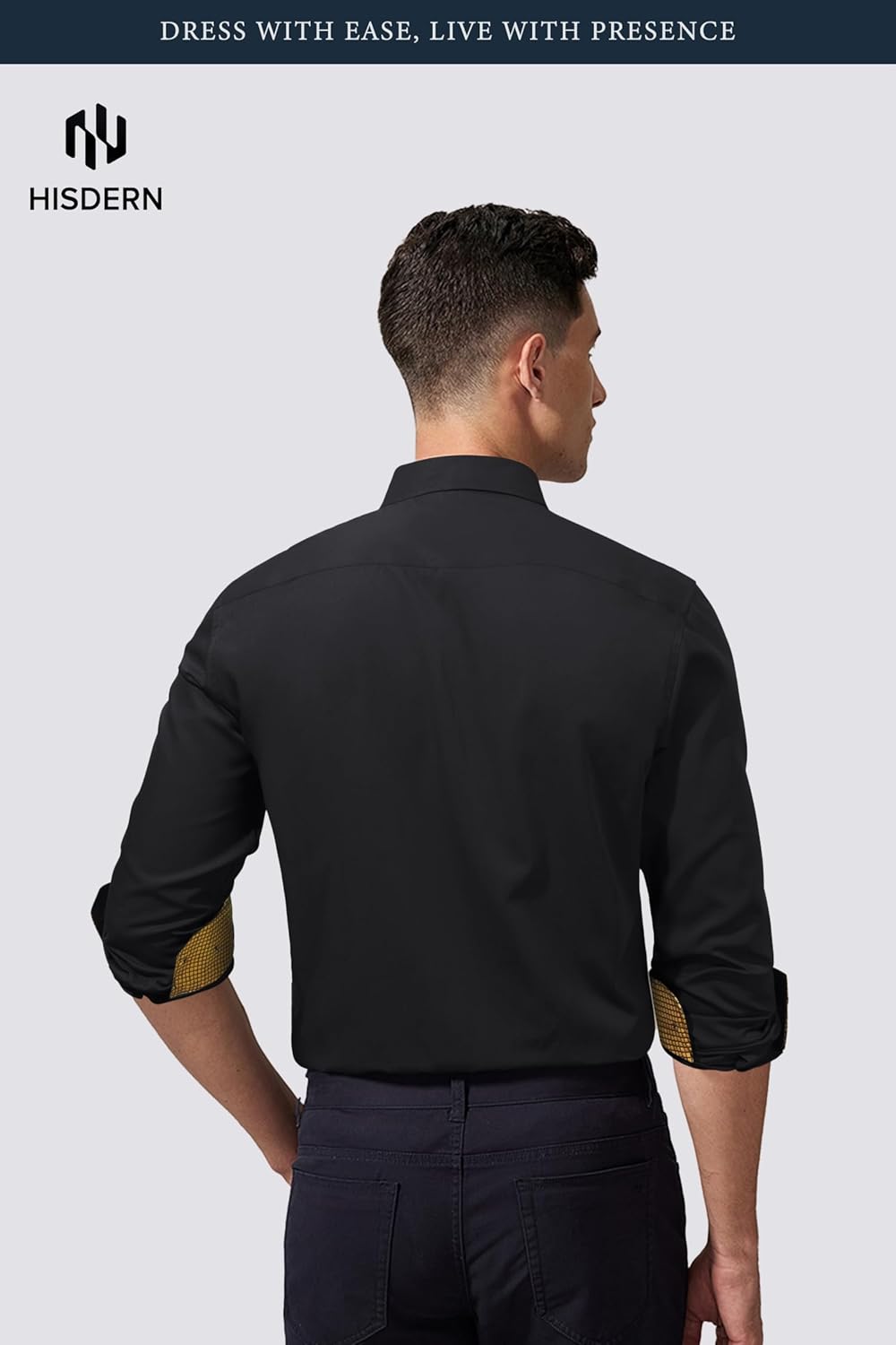 HISDERN Mens Dress Shirts Long Sleeve Button Down Casual Shirts for Men Inner Contrast Formal Business Tuxedo Wedding Shirt - Image 5