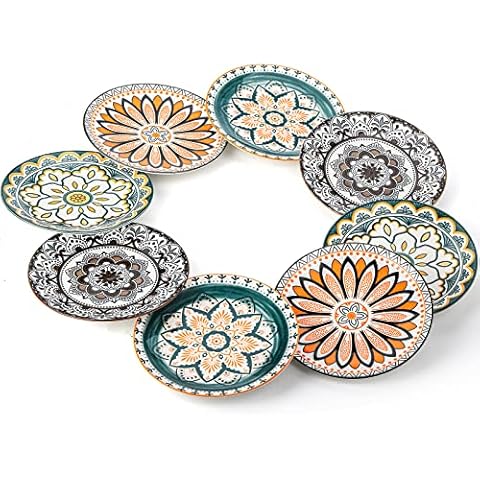 Foraineam 8-Piece Porcelain Floral Dessert Plates Cover