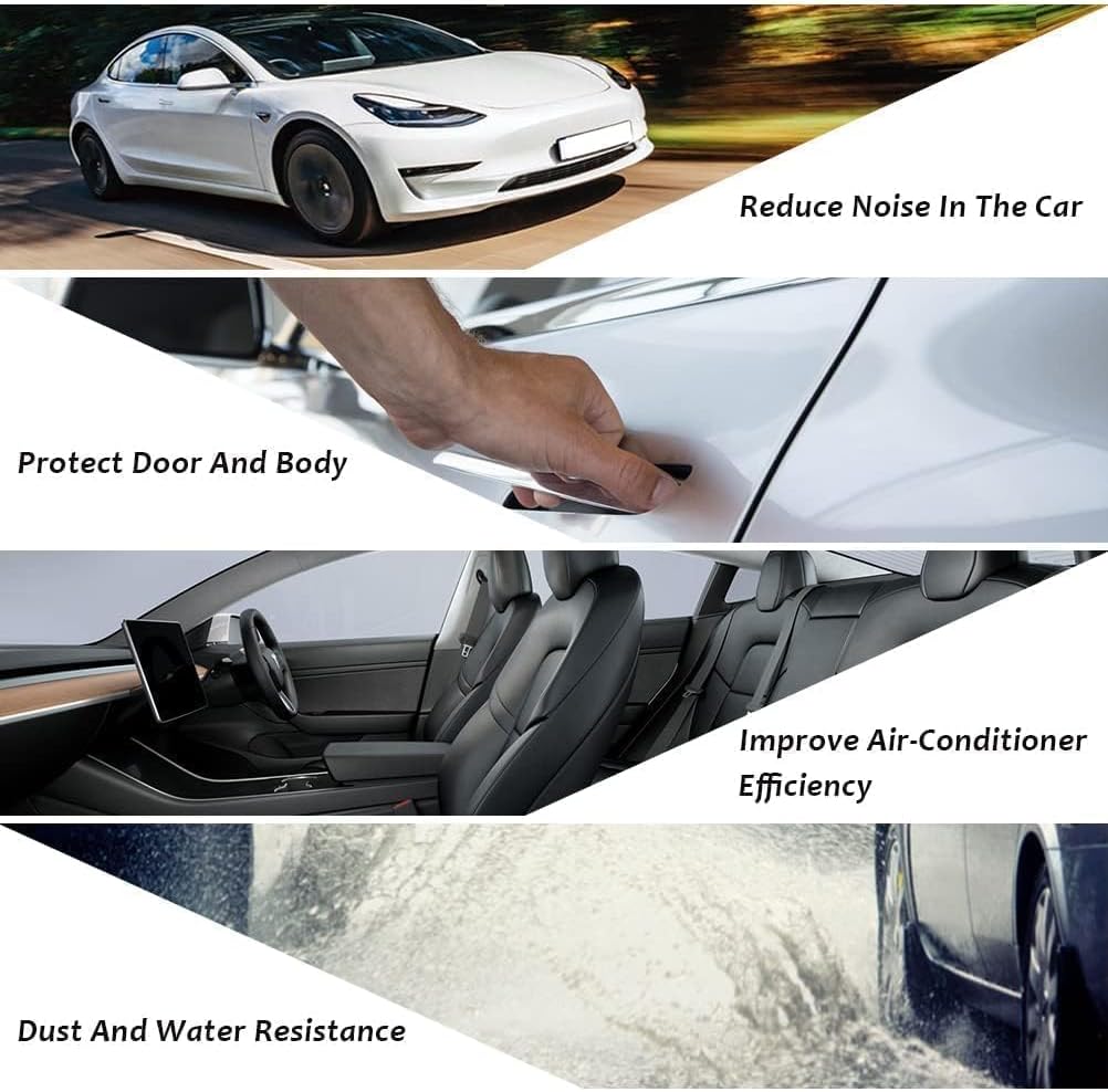 AUTOXBERT 13 PCS Car Weather Stripping for Tesla Model Y/3 Door Seal Strip Rubber Weather Stripping Soundproofing Noise Reduction Kit