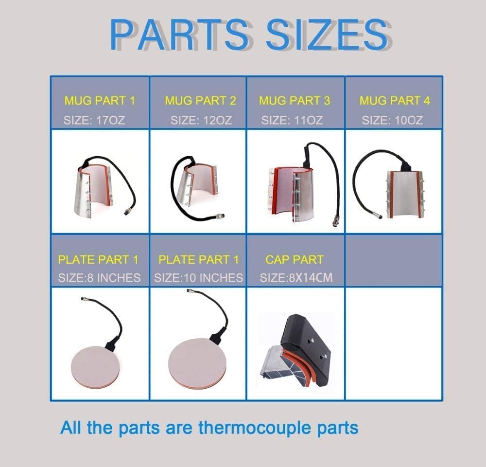Prensa Térmica, Máquina De Prensado Térmico, Prensa Térmica Combinada 8 En 1, Prensa De Sublimación/Térmica, Máquina De Transferencia Térmica Para Tazas, Gorras, Camisetas Y Fundas De Teléfono, Negra