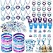 130Pcs Frozen Geburtstags Party Mitgebsel ELSA Prinzessin Schmuck Zubehör Schnee Flocken Herzhalsketten Stempel Silikon Armband Ringe Aufkleber Geschenktüten für Kindergeburtstag Mädchen Party