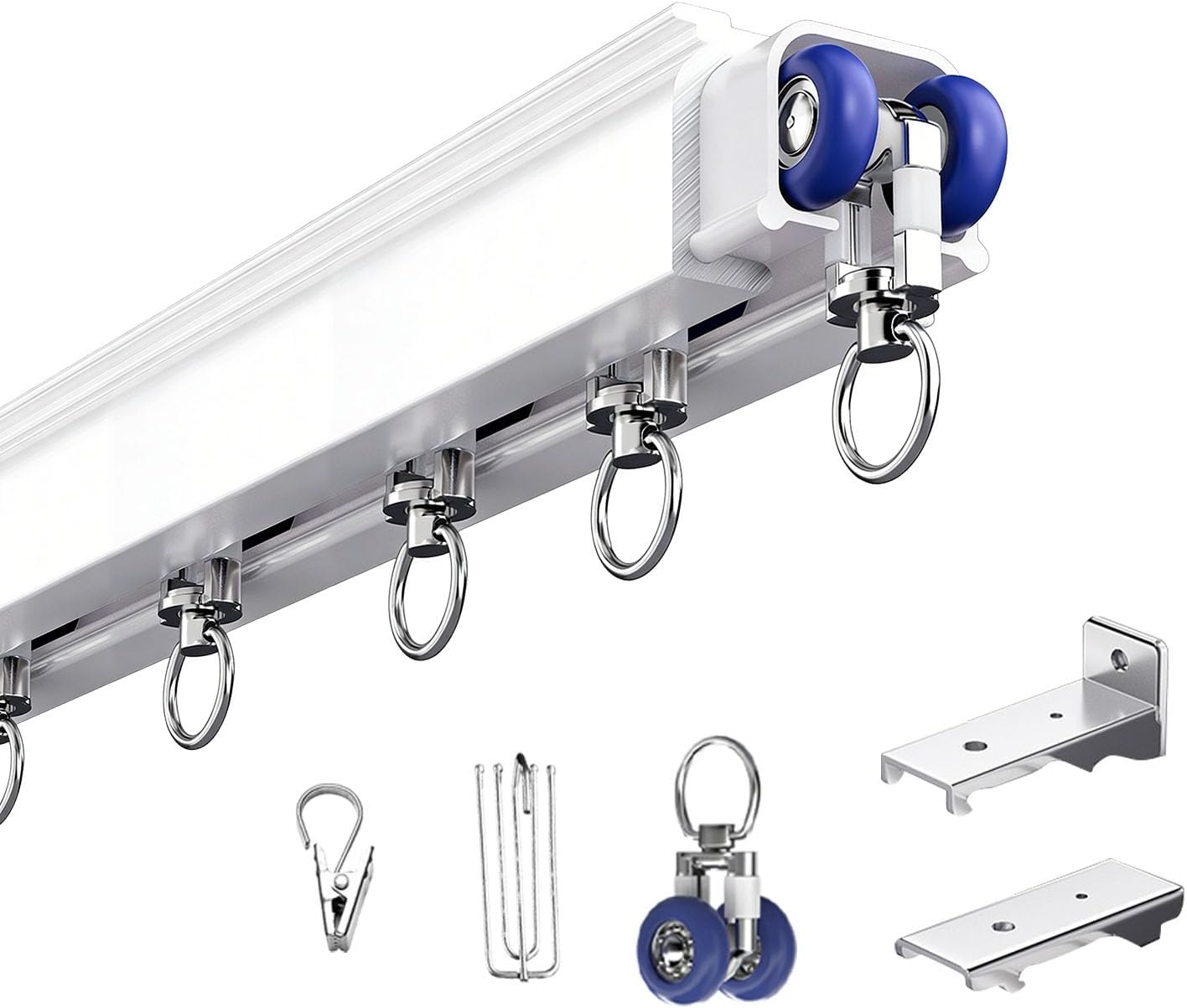 Curtain Tracks Ceiling Wall Mounting, Ceiling Curtain Single Track with Silent Rollers, Sliding Curtains Rail for Curtains Drapes, Room Dividers, Living Room, Bedroom(530 cm)
