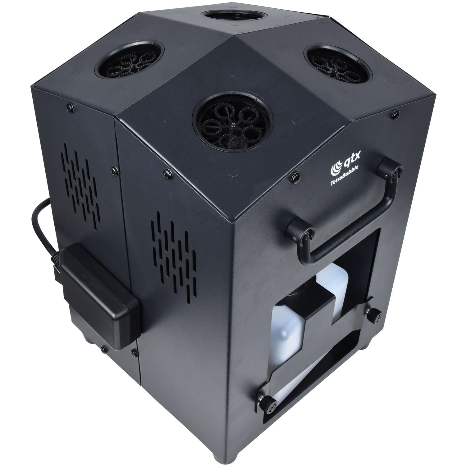 QTX Tetra Seifenblasenmaschine | Professioneller Hochleistungs-4-Rad-Bubble-Maker mit kabelloser Fernbedienung und 1,2 l Tank | Tragbarer Seifenblasengenerator für Partys, Hochzeiten, Veranstaltungen