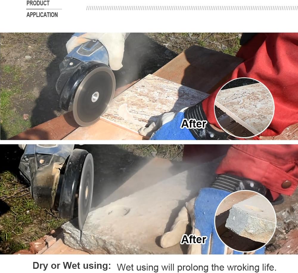 SHDIATOOL 4.5-Inch Diamond Granite Cutting Saw Blade Cut Stone Granite Marble Concrete Brick Disc 5/8-11 Thread with Slant Protection Teeth (5-Pack)