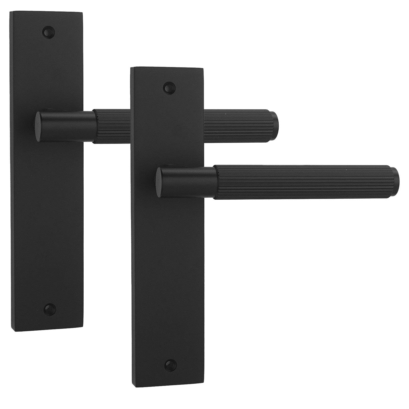 Decoranddecor Hera Matt Black Knurled Backplate Door Handles Set – Lever Operation Internal Hardware with 145mm Handle on 200x45mm Panel for Modern and Secure Installations — image 1