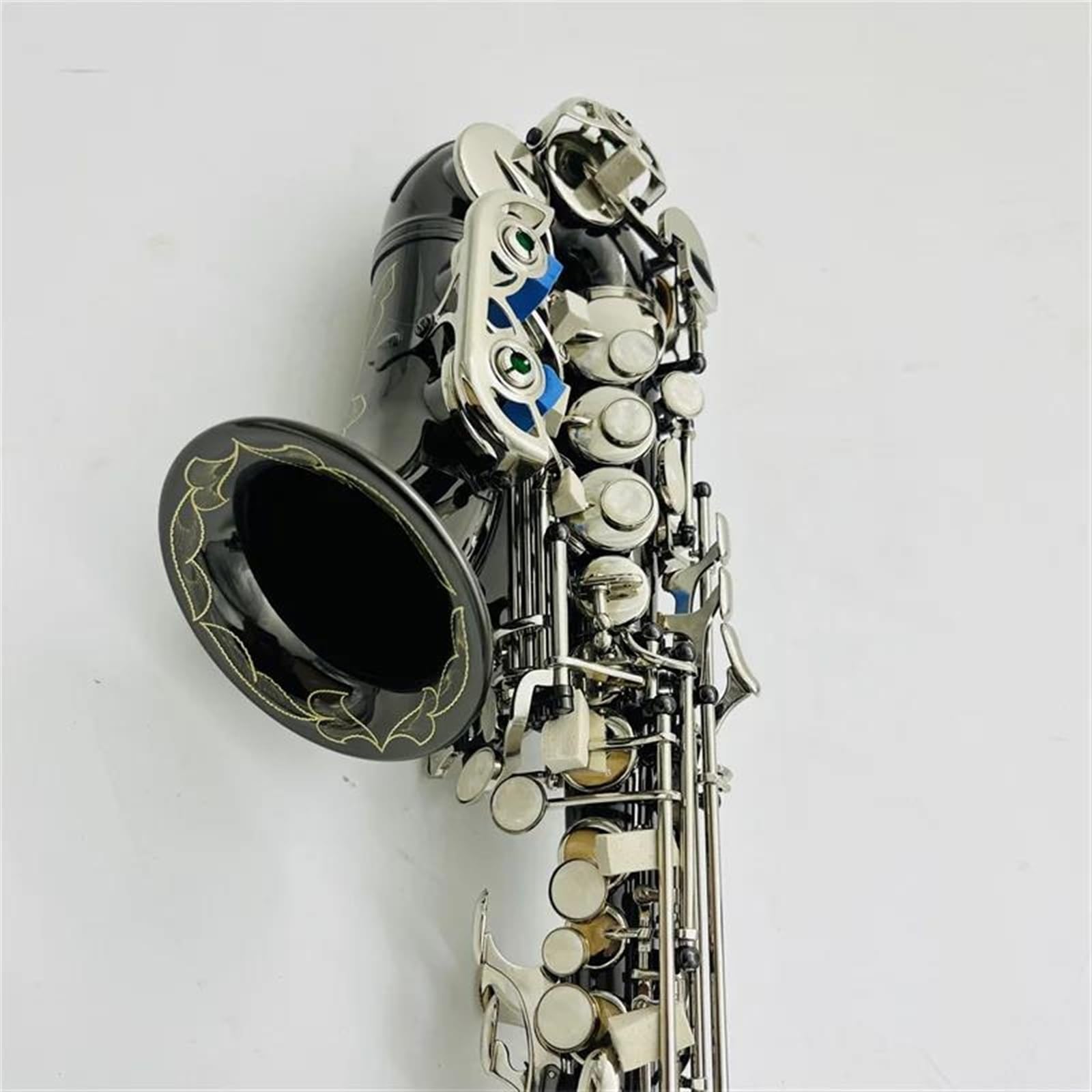 Saksofon Saksofon Sopranowy B, Płaski, Czarny, Platerowany, Profesjonalne Instrumenty Muzyczne Z Akcesoriami Do Ustników (Color : Cloth bag)