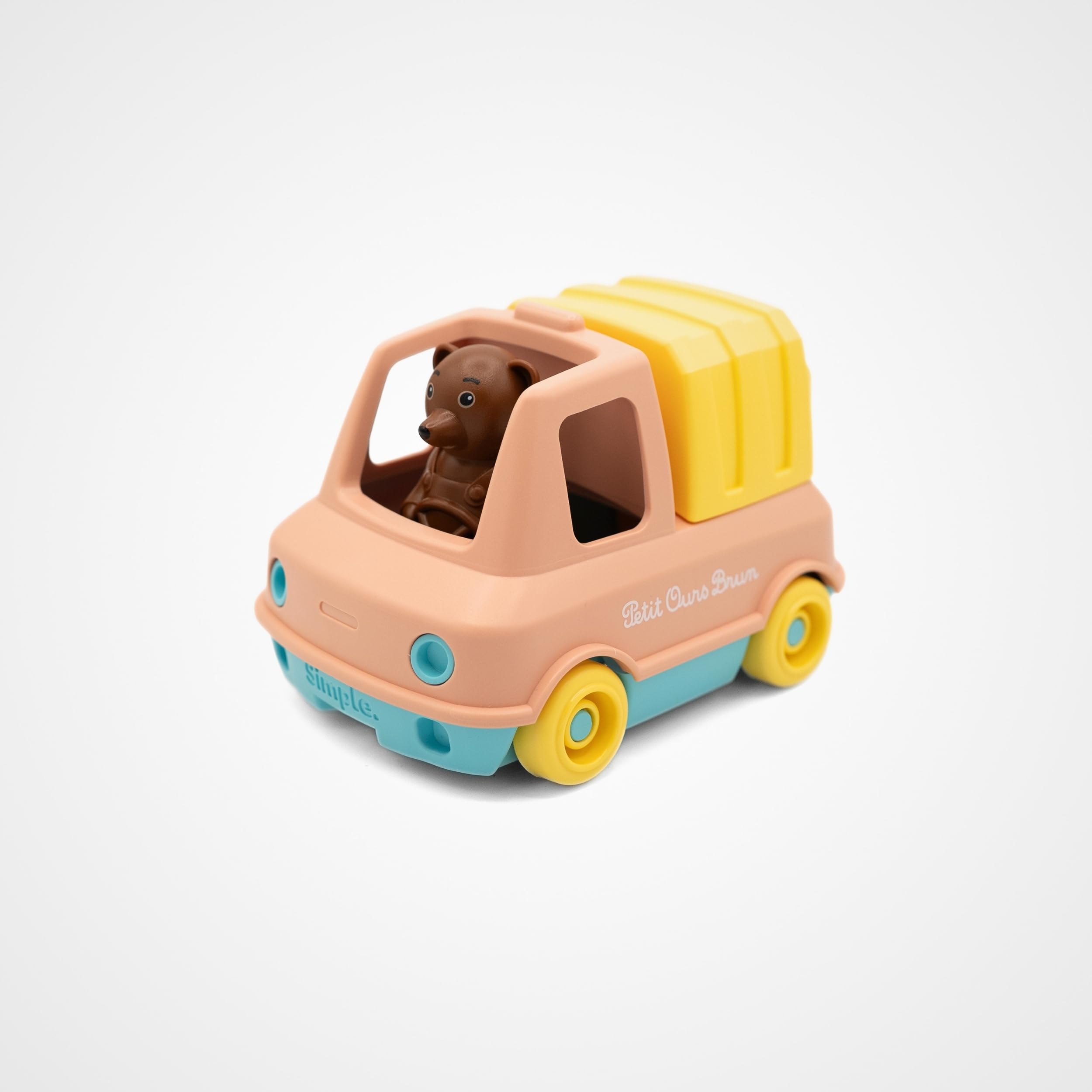 Simple x Little Brown Bear Garbage Truck, Garbage Vehicle, Ecological Responsible, Recycled Plastic, Made in France