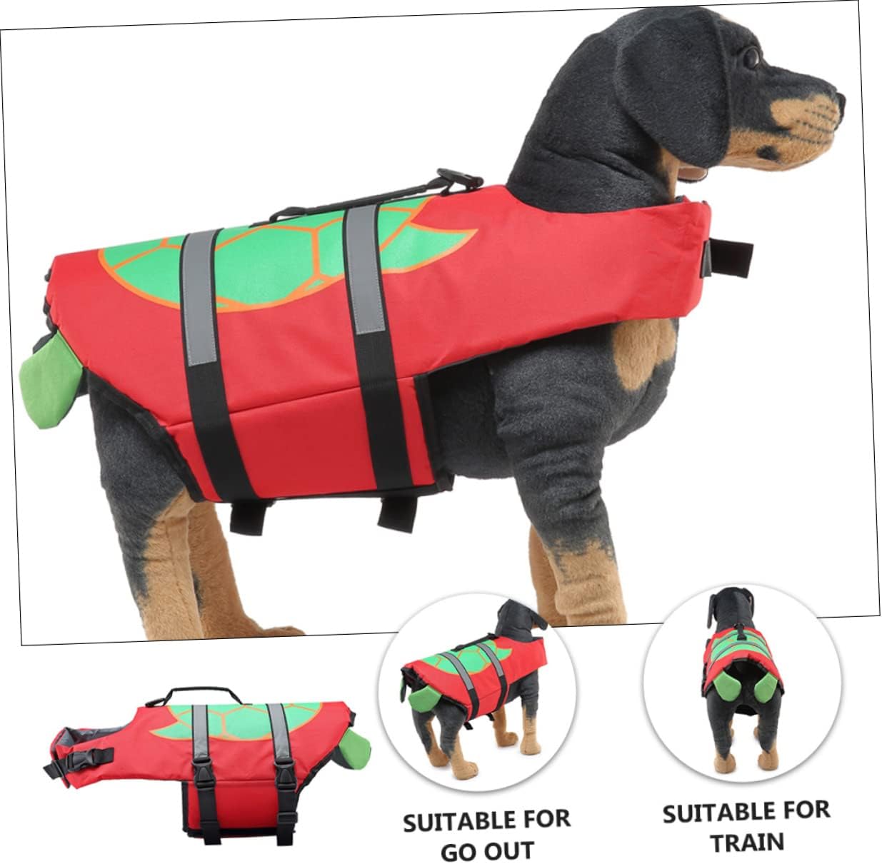 Adjustable Dog Swimming Vest with Reflective Strips and Quick Release Buckles Pet Safety Life Preserver for Water Activities Puppy Life Jacket with Back Handle for Easy Control
