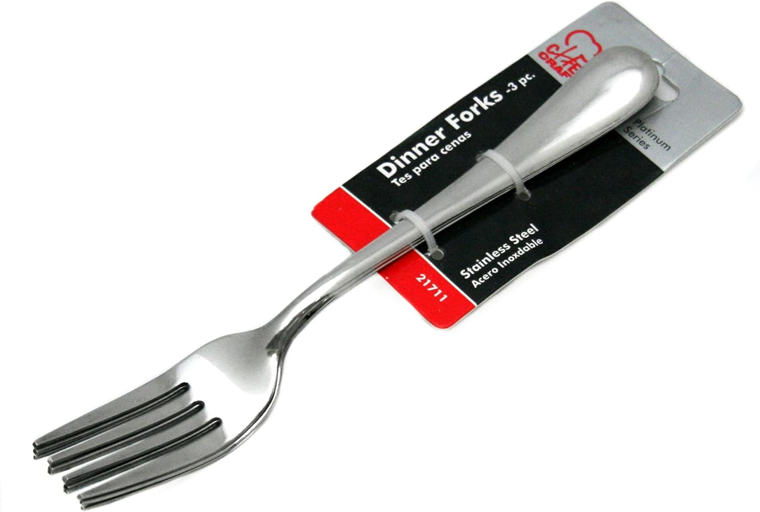 Chef Craft Heavy Duty Dinner Fork Set, 7.5 inches in Length 3 Piece Set, Stainless Steel
