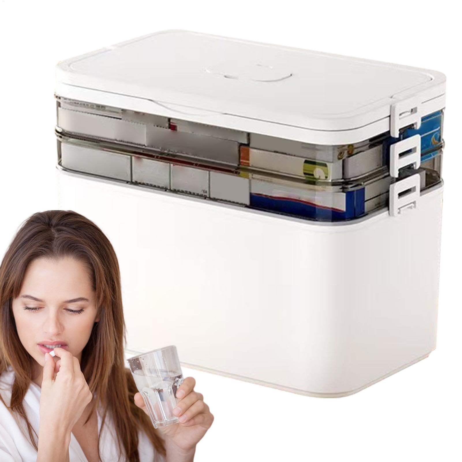 Boîte de rangement médicaments transparente anti-ombrage pour ordonner la pharmacie