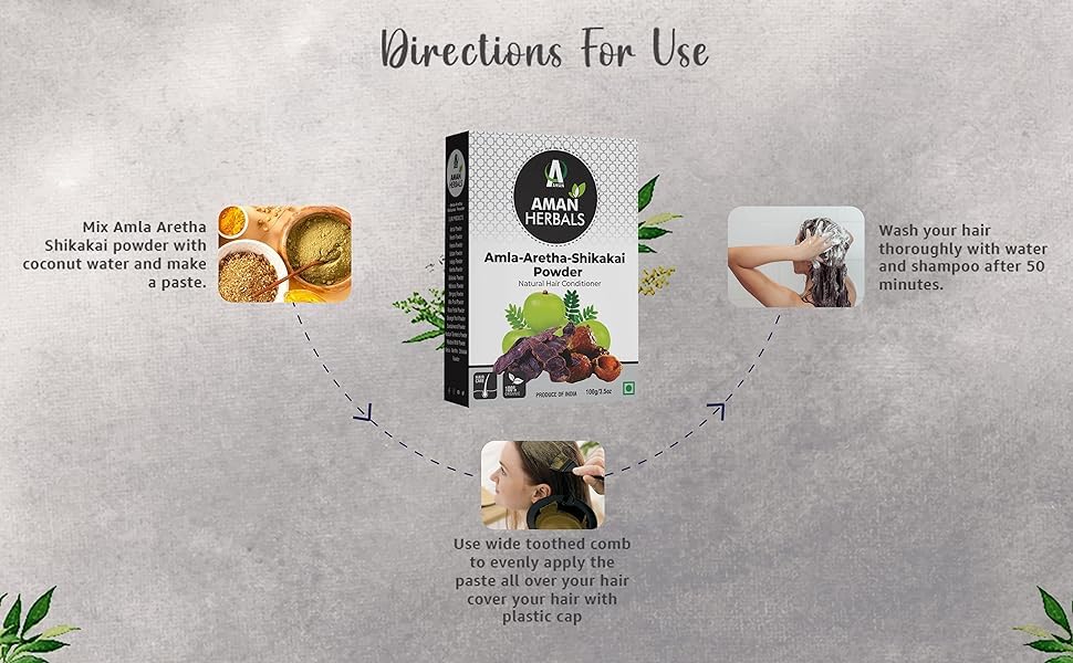 Miniatura 4 de HAIR HERBALS - Polvo de Amla Reetha Shikakai 100% orgánico para cabello  Limpiador natural 3 en 1  Polvo para el cabello paquete de 7.05 oz