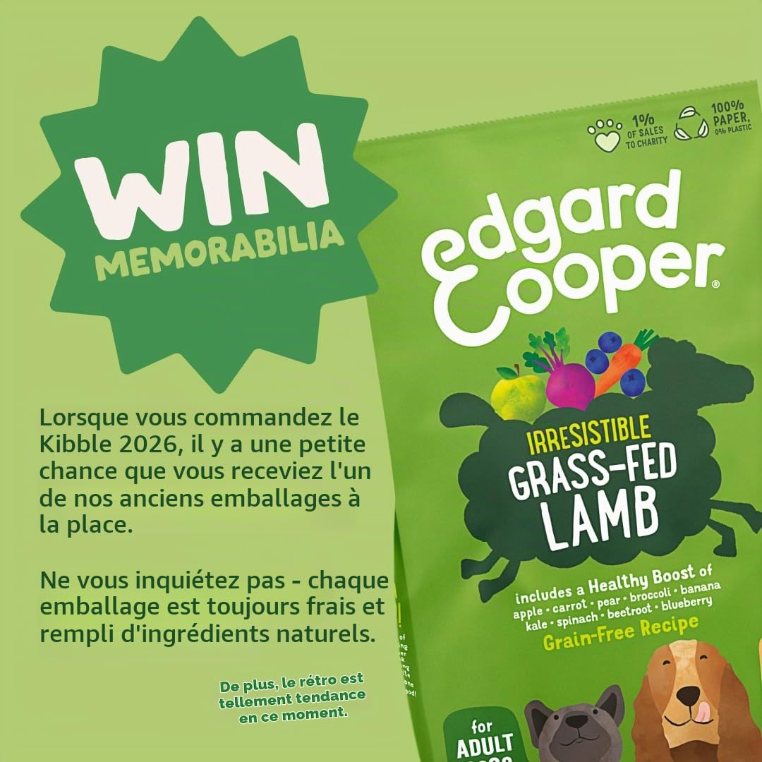 Edgard & Cooper Croquettes Chiens, Adultes, (Agneau Frais, 2,5kg), croquants Chien, Viande fraîche et ingrédients naturels, sans céréales, hypoallergénique, sans sucres ajoutés